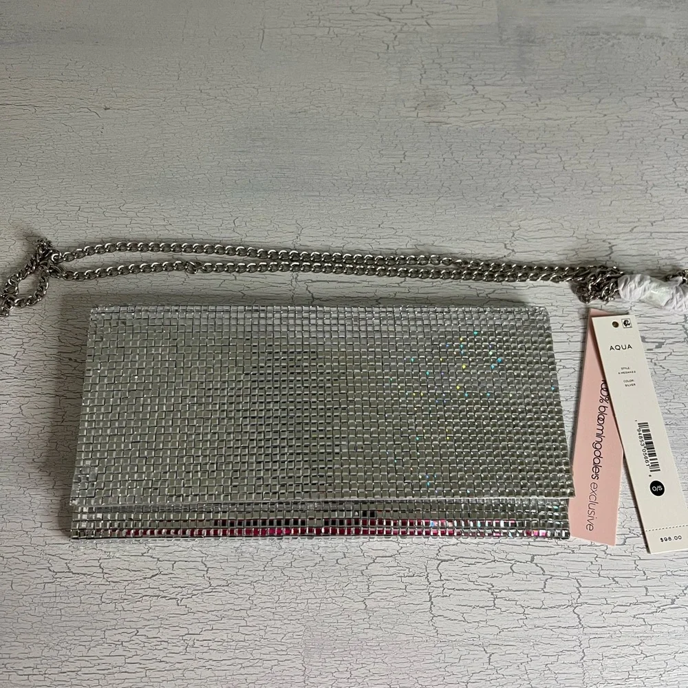 Aqua Silver Clutch w/Removable Crossbody Strap - Picture 3 of 10